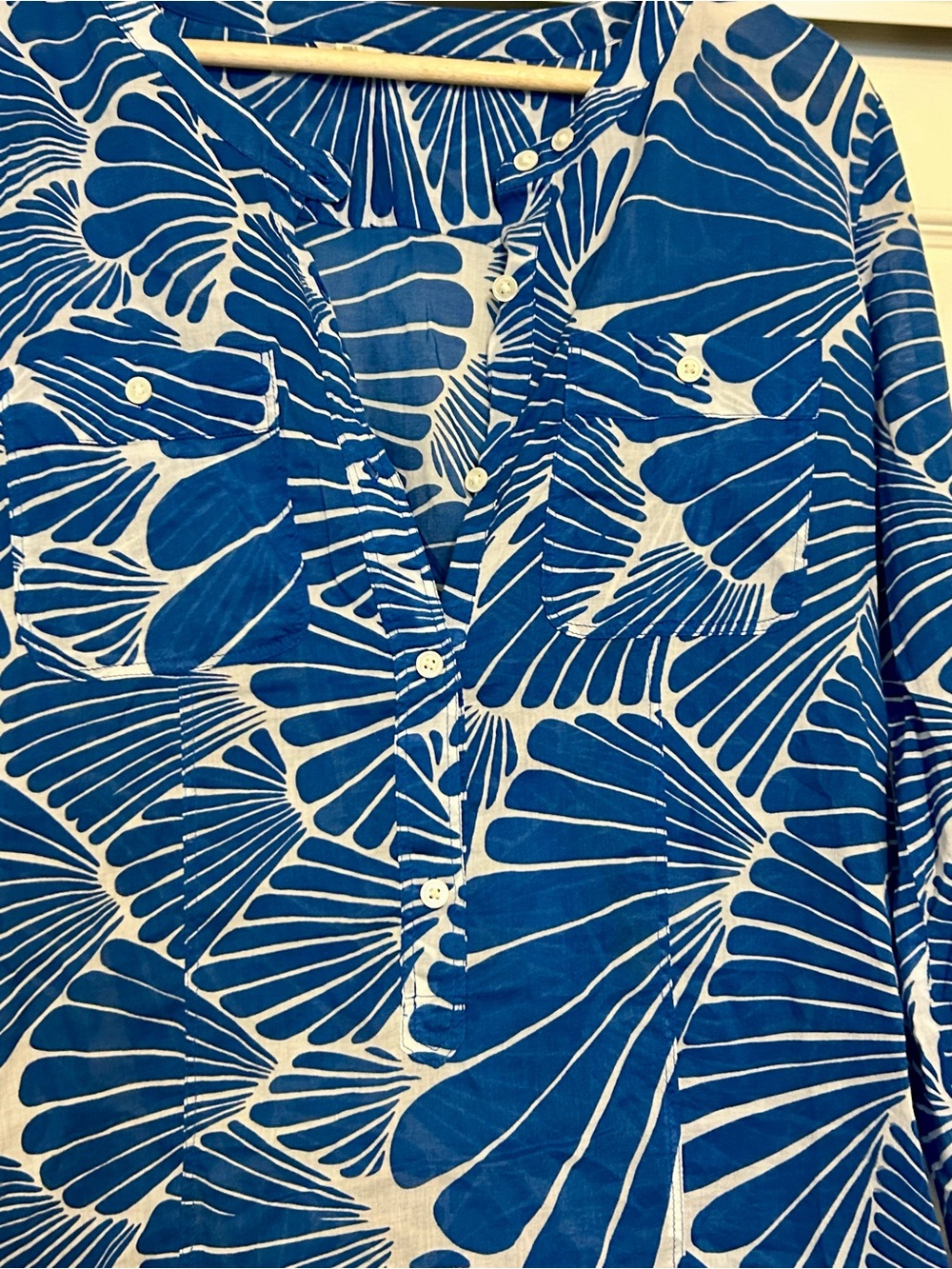 J. Crew Blue Shell-Print Tunic swim cover up - Picture 3 of 8